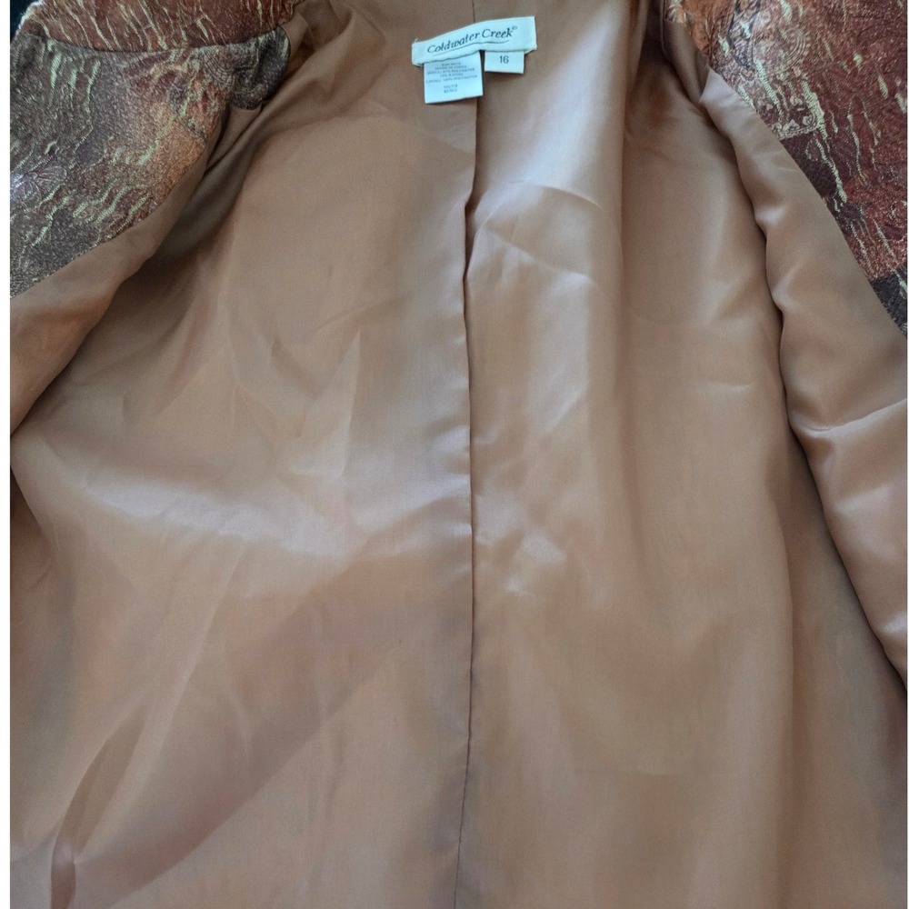 Coldwater Creek Abstract Print Textured Zip Front Blazer Jacket Sz 16 Artsy - Picture 5 of 5
